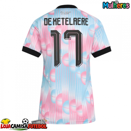 Camisa de Futebol Bélgica Charles De Ketelaere #17 Equipamento Secundário Mulheres Mundo 2026 Manga Curta